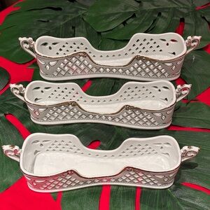 Andrea by SADEK porcelain White  cutlery Tray set